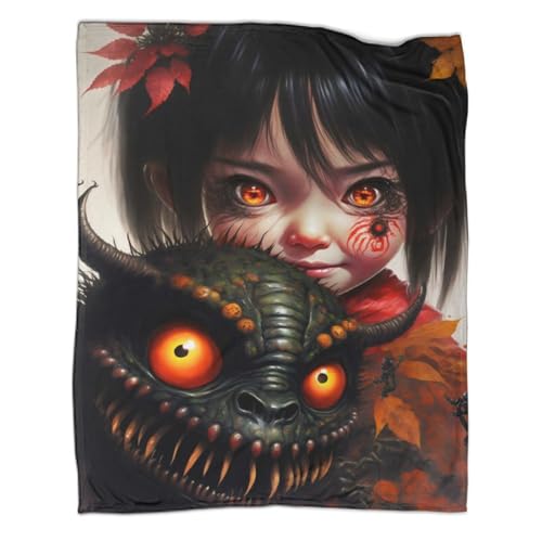  REALLYTU Morbide e calde Manga Devil Giochi all\'aperto Coperte di flanella Accoglienti coperte di peluche per letto Microfibra Soffice coperta per adulti 60x80 pollici (150x200 cm)