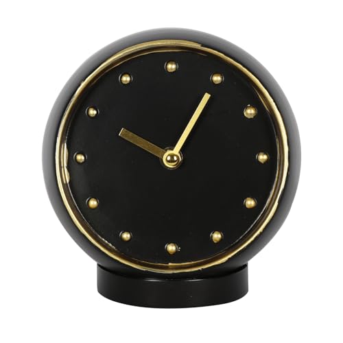 QIYAODECO Desk Clock Vintage Black Table Clock on Stand, Decorative Desk and Shelf Clock?Decorative Battery Operated Table Top Clock for Living Room?Silent Non-Ticking