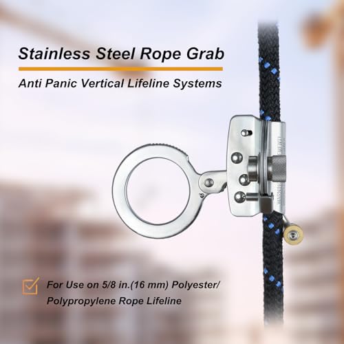 Image of Stainless Steel Anti Panic Trailing Rope Grab, for 5 /8 inch Rope Diameter Fall Protection