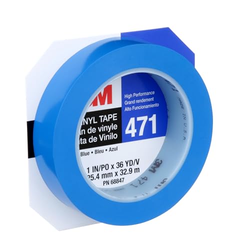 Image of 3M Vinyl Tape 471, 1 in x 36 yd, Blue, 1 Roll, Paint Alternative for Floor Marking, Social Distancing, Color Coding, Safety Marking