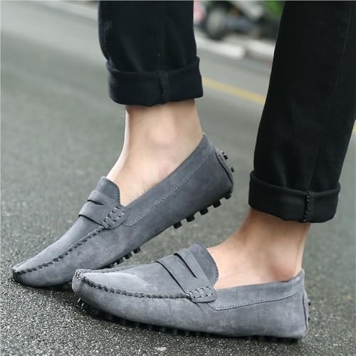 Mens Nubuck Leather Driving Loafers Slip On Round Toe Comfortable Lightweight Flexible Prom Wedding Casual Shoes4