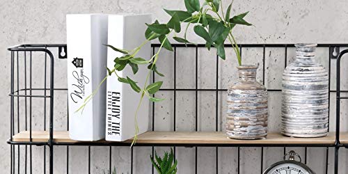 LIFA LIVING Industrieel Wandrek, Zwarte Wandplank, Metaal en Houten Kruidenrek, Bakkersrek, Rechthoekig Muurrek voor… - Image 7