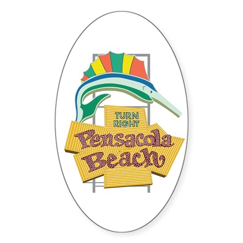 CafePress Pensacola Beach Sign, Florida Oval Bumper Sticker Car Decal