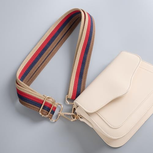 Image of chushui Purse Strap Replacement Crossbody Wide Adjustable, Retro Canvas Stripe Vintage Casual Woven with Gold Hardware 29-51 Inches for Women's Totes Handbags