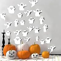 63 Stück Halloween Deko 3D Geister Fensteraufkleber, Geist Wandtattoo PVC Abnehmbare für Heimdekoration Wanddekoration Halloween-Karneval, Party-Dekoration usw