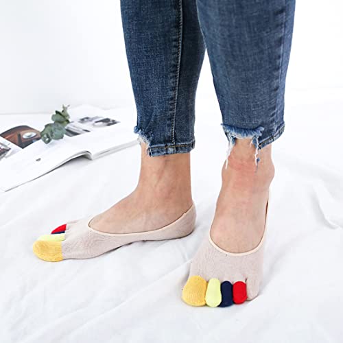Mens No Show Toe Socks Low Cut Five Finger Cotton Socks Invisible Liner Ankle Socks, 5 Pairs4