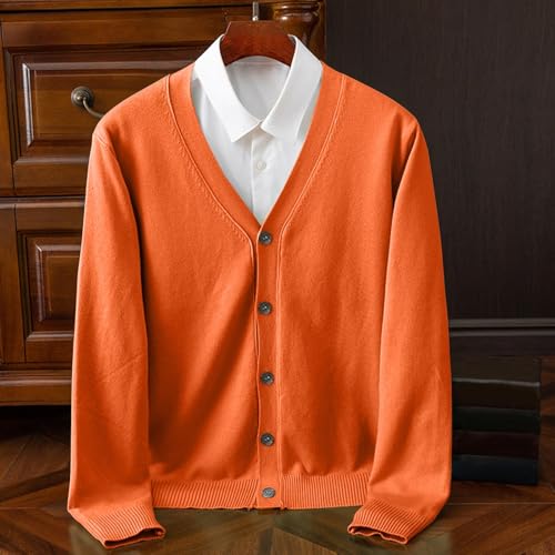 Men V Neck Cardigan Long Sleeve Button Down Casual Relaxed Slim Fit Knit Sweater for Fall Winter Basic2