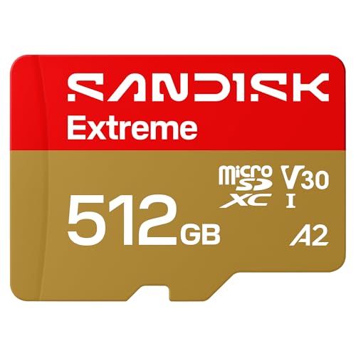 Image of SANDISK 512GB Extreme microSD UHS-I Card - Up to 245MB /s Read Speed and 170MB /s Write Speed, 5.3K Video, 4K UHD Video, high-Performance for Action cams, Drones, Android Devices - SDSQXH9-512G-GZ6MA