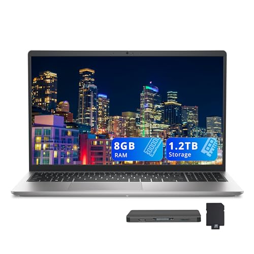 Image of Dell 15 15.6 inch FHD Business Laptop, Intel Core i7-1355U, 8GB RAM, 1.2TB Storage(256GB SSD+1TB Docking Station Set), Intel UHD Graphics, Backlit Keyboard, Number Pad, Webcam, Wi-Fi 6, Win 11, Silver
