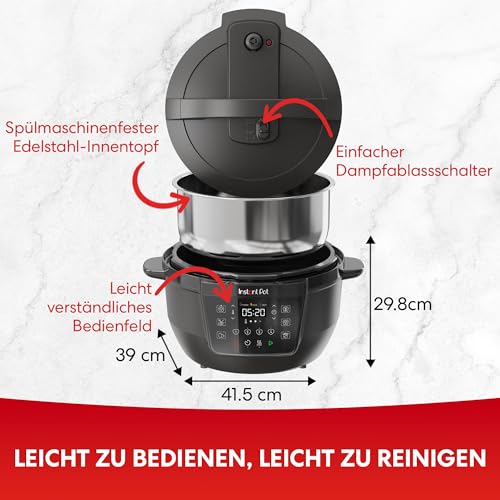 Instant Pot Multikocher XL 7.1L 7-in-1 Smart Cooker - Schnellkochtopf, Schongarer, Reiskocher, Sautierpfanne, Joghurtbereiter, Dampfgarer und Speisewärmer, Schwarz – Bild 4