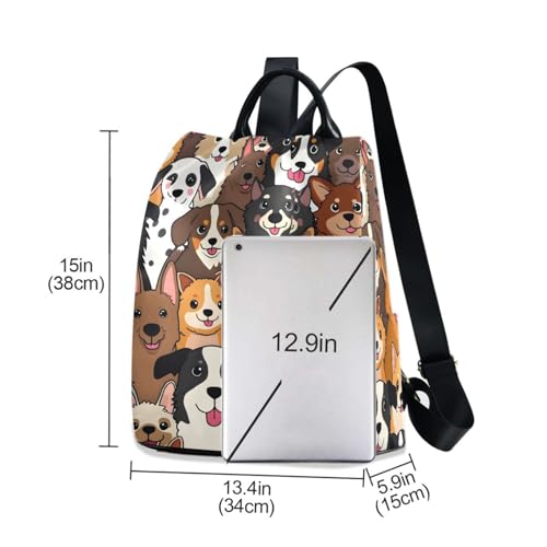 Image of ALAZA Cute Dog Prints Puppy Animal Backpack Purse for Women Anti Theft Fashion Back Pack Shoulder Bag