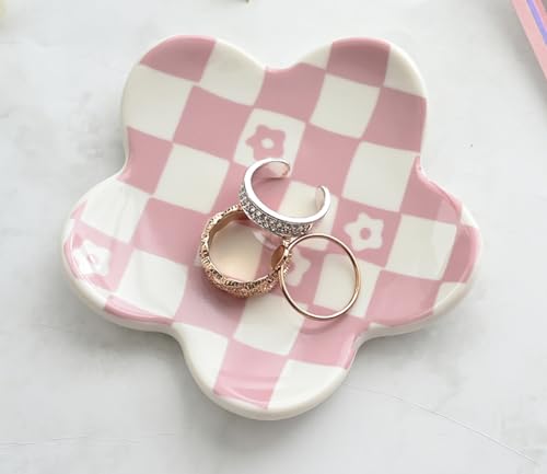 Pink Checkered Jewelry Dish