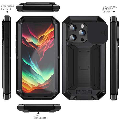 Coque de protection intégrale à 360° iPhone 15 Pro blindée en métal noir - 7
