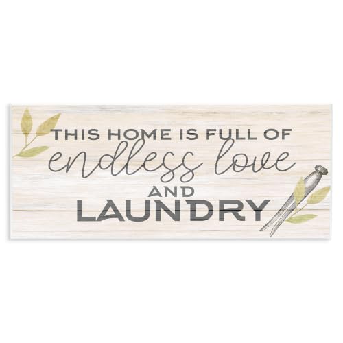 Stupell Industries Rustic Home Laundry Clothespin Sign Botanical Motif, Design by Kim Allen