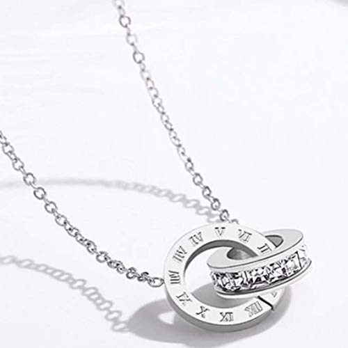 Smiling Wisdom - Timeless Friend Special Friendship Greeting Card with Time Intertwined Double Circle Necklace Gift Set - Best BFF Bestie Woman - Stainless Steel CZ3