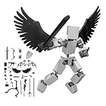 T13 Action Figure,Joint Movable 3D Printed Doll Toy,Mini Building Block Robot Action Figures Construction Toys with Multi Accessories and Articulated Joints Light Gray One Size