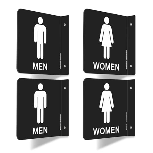Faittoo Restroom Sign, Bathroom Signs, (4 Pack) 6 x 6 Inches Acrylic Sign, for Office or Business Bathroom and Toilet Door or Wall Decor, Indoor Outdoor Use (Men and women Set)