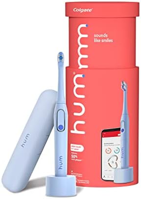 hum by Colgate Smart Electric Toothbrush Kit, Rechargeable Sonic Toothbrush with Travel Case, Blue