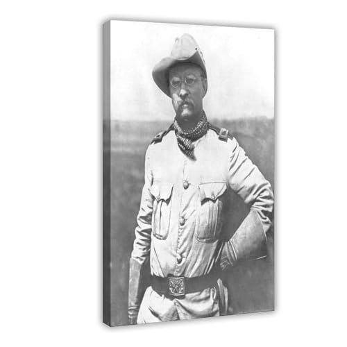 Portrait de Theodore Roosevelt décoration murale cadre suspendu toile noir et blanc bureau