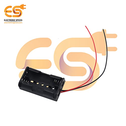 Image of Electronic Spices AA 2 Cell Battery Holder Hard Plastic Case With Wire Pack of 1 (1.5v X 2 Cells = 3volt)