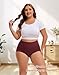 INNERSY High Waist Unterhose Damen Große Größe Boxershorts Baumwolle Boyshorts Panties Mehrpack 4 (56-58, Weinrot/Schwarz/Braun/Grau-...