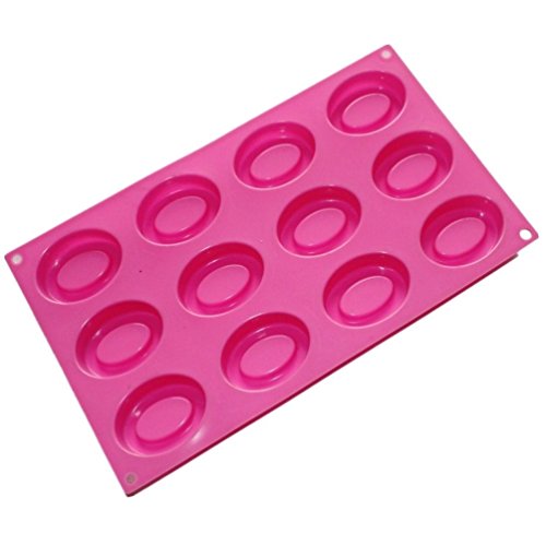 Allforhome 12 Cavities Flexible Oval Chocolate Molds Silicone Candy Molds Resin Clay Ice Cube Handmade Bath Bomb Guest Sample Soap Molds Moulds #TOP2