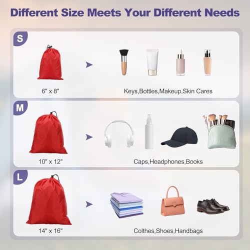 uxcell 5Pcs 210D Polyester Drawstring Bag with Toggle, 10 x 12 Inch Waterproof Travel Storage Bag Foldable Stuff Sack Cinch Sack for Gym Travel Hiking Yoga Clothes Organizer, Orange4