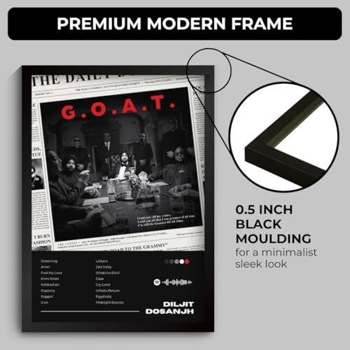Image of Funk You Store Diljit Dosanjh Poster | Framed A4 Poster of Punjabi Singer Diljit Dosanjh's GOAT | GOAT Album Cover | Sleek Aesthetic Frame for Wall, Room Decor, Gifting, Study Table (F 154)