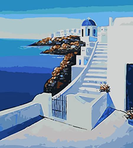 Kit Point de Croix Immeuble Bord de Mer Broderie Estampée 11CT 40x50cm