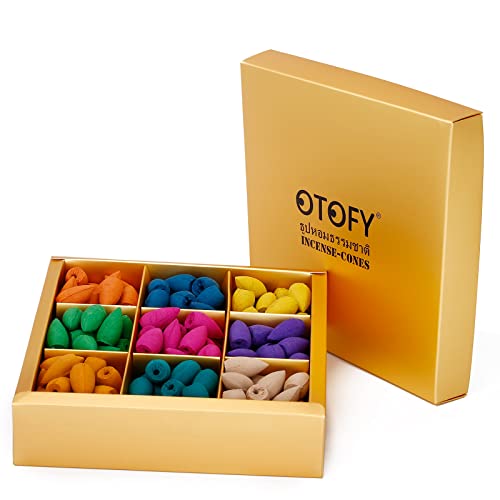 Otofy Backflow Incense Cones 180 Pcs Of 100% Natural Handwork Scents Waterfall Incense Rose Tulip Jasmine Lavender Rose For Backflow Incense Burner Holder Natural | Meditation & Yoga Gift (Gold) #TOP5