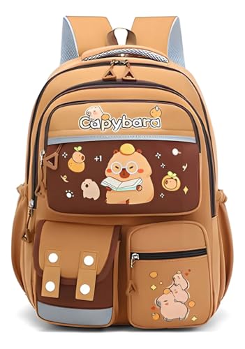 Mochila Capivara Escolar Grande Impermeável – Conforto, Espaço e Estilo Divertido para Aulas e Passeios com Proteção Contra Chuva!