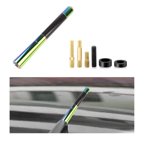 Yourkar Car Short Antenna, 4.72 Inch Aluminum Auto Roof Mount Short Antenna, Radio Antenna Mast Replacement with Screws Universal for Most Vehicles, Universal Car Accessories (Colorful)