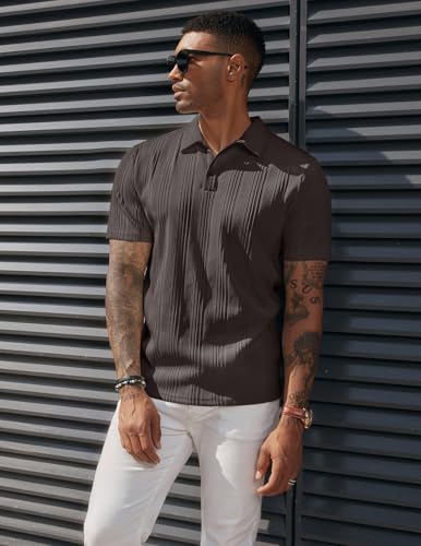 Image of PJ PAUL JONES Mens Polo Shirts Short Sleeve Textured Knit Polos
