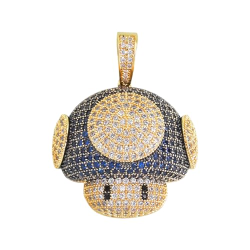 Collier champignon en argent 925 avec oxydes de zirconium scintillants
