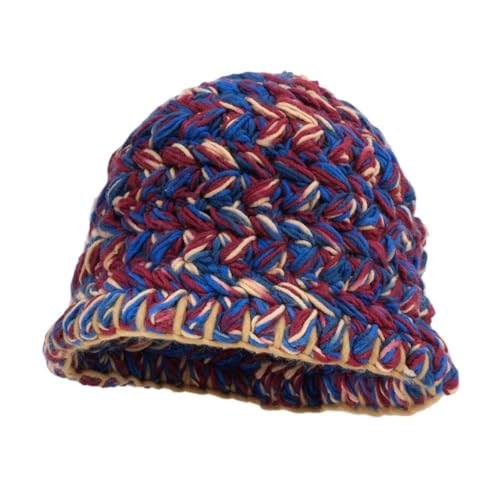 Bonnet tricoté main type bob au crochet femme chapeau hiver chaud ethnique