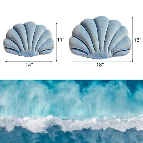 YRXRUS Seashell Pillow, Light Blue Shell Shaped Pillow, Outdoor Indoor Room Decor, Ocean Series Velvet Pillows, Throw Pillows for Patio, Bedroom Living Kids Room 3D Insert Pillow 18x13 Inch - Image 4