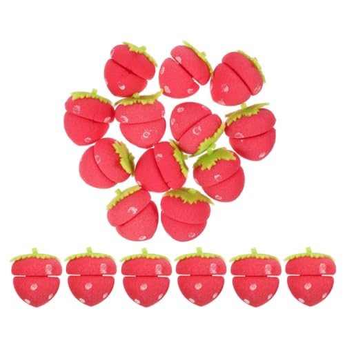 AMUSLESUR 18 Rulos de Esponja Cabello en Forma de Fresa, Suaves y Portátiles, Uso Nocturno y Diario, Diseño Simple para Rizos sin Calor