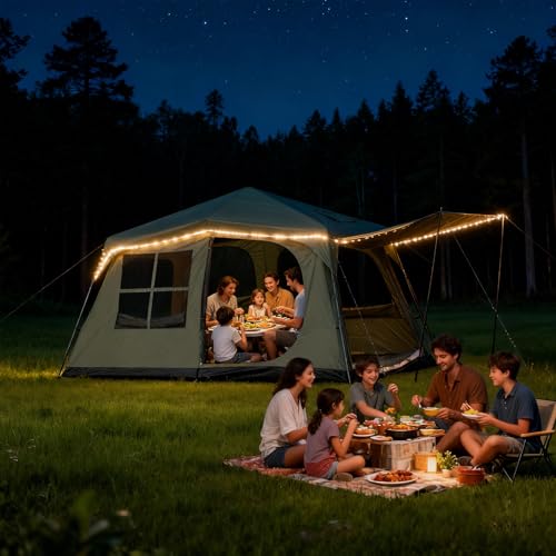 Castle Unicorn 6-8 Person Camping Tent with Porch, Large Family Cabin Tent with 2 Rooms 3 Doors, Tall & Spacious, Waterproof Glamping Tent, Big Tents for Outdoor Camping Hiking Backyard - Image 9