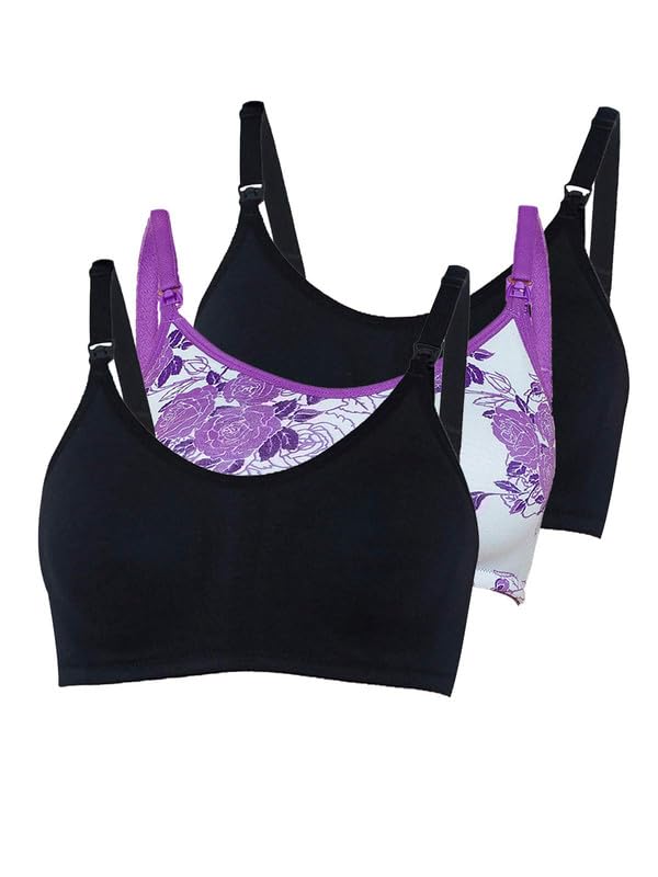 Image of Inner Sense Organic Cotton Bamboo Nursing Bra for Women I Non Padded Feeding Bra with Keyhole Back Design I Wire Free Maternity Innerwear with Full Coverage