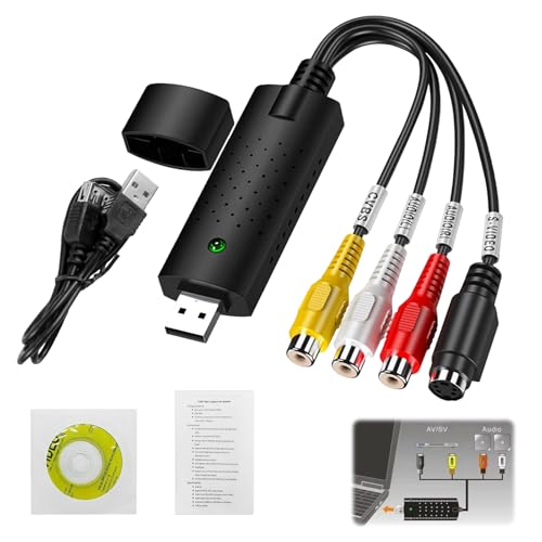 USB Video Capture Device Audio Video Grabber USB 2.0 Videos Capture Device for Editing Hi8 VHS to DVD Digitize Compatible with Windows Xp/Vista/10/8/7