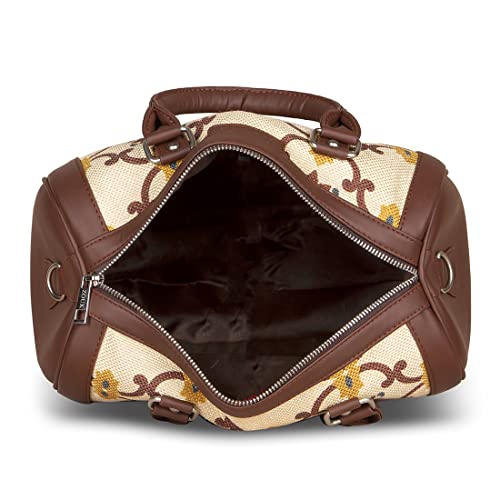 Image of ZOUK Women's Handcrafted Off White Printed Handbag for Office and College