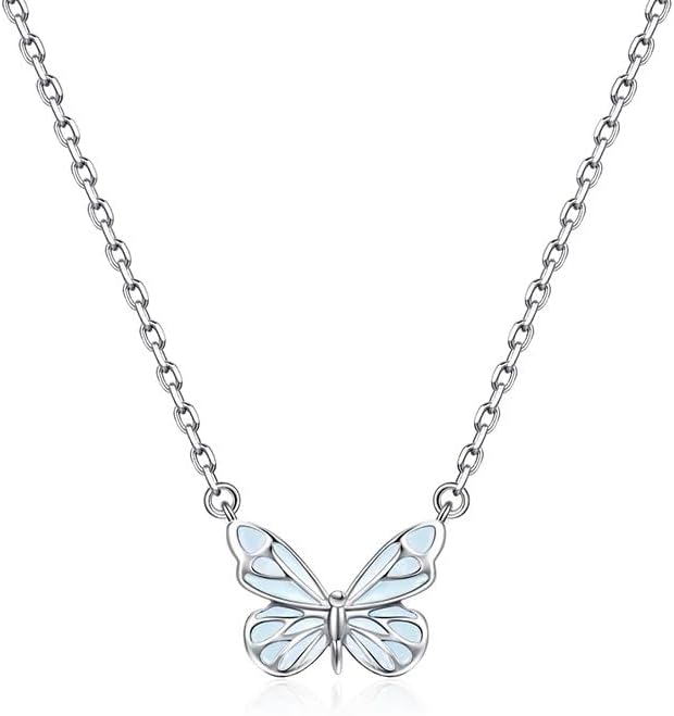 Spevert Glowing Butterfly Fairy Necklace for Women,14K Gold Plated Dainty Titanium Steel Chain Butterfly Pendant Necklaces Jewelry