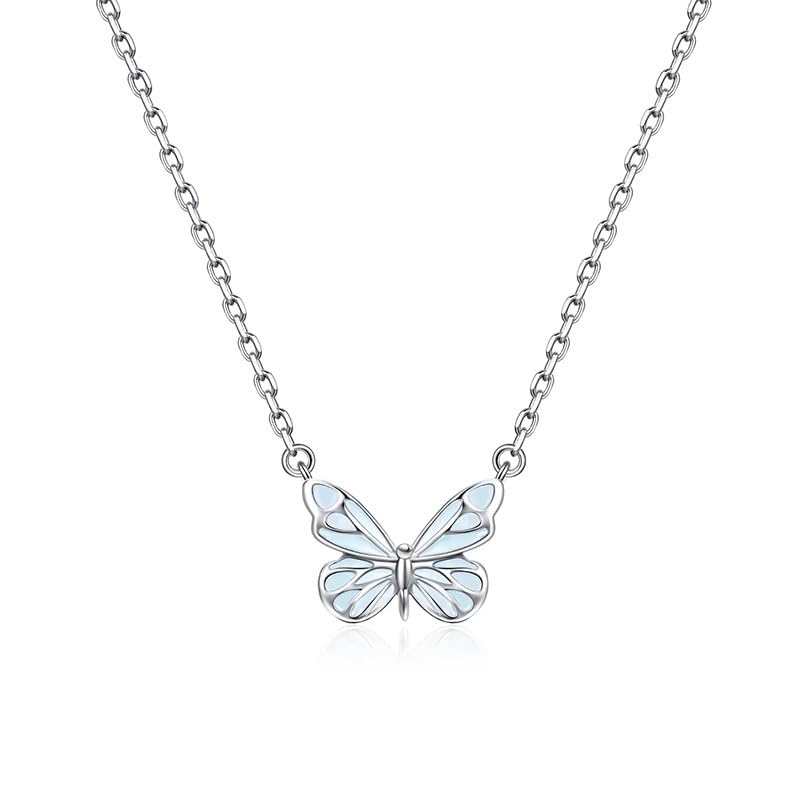 fdsmall Collier féerique papillon lumineux pour femme, pendentif papillon délicat, chaîne en acier titane 14 carats, 16-18 inch, Acier allié, Pas de gemme