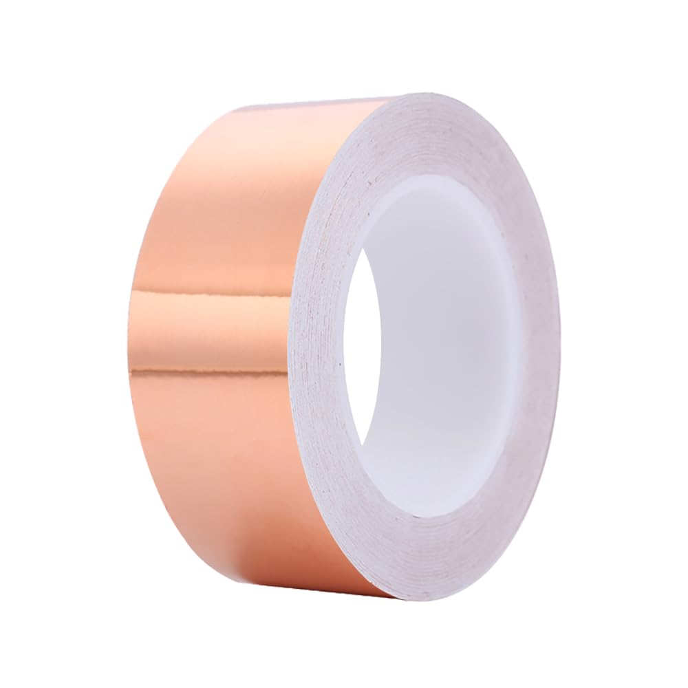 SEIWEI Copper Tape, Copper Foil Tape for Stained Glass, Copper Tape for Slugs Conductive Adhesive, Copper Flashing Conductive Tape for Guitar, EMI Shielding, 40 mmx32 Yards
