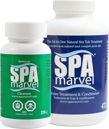 Spa Marvel Combo | (1) Water Treatment & Conditioner & (1) Hot Tub Cleanser | Natural Enzymes Conditoner | Can use with Chlorine Puck Floater, Bromine Tablets, Hot Tub Chemicals