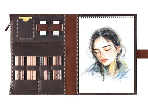 Housse pour carnet de croquis A4 cuir fait main étui d'artiste authentique