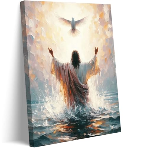 Jesus Baptism Canvas Wall Art Jesus And The Dove Picture