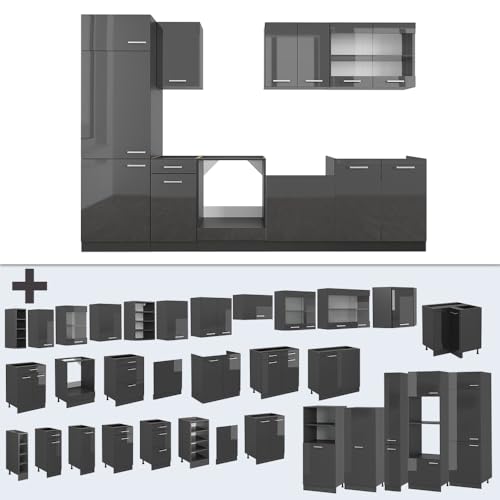 Vicco Cucina Componibile Antracite Lucido/Antracite 300 Cm , Pl Marmo - 6