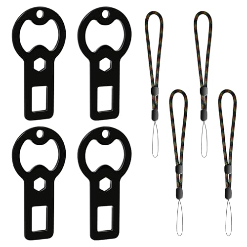 4Pack Beer Bottle Opener Keychain, Stainless Steel Bottle Opener With Lanyards, For Bartender, Bar, Kitchen, Outdoor, Restaurant (Black)