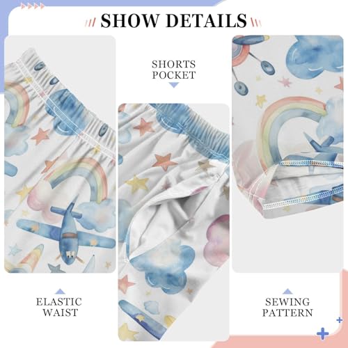 Pajama Bottoms, Airplane and Rainbow Pajamas Pant Lounge Wear Sleep Long Pants Casual Sleepwear PJS4